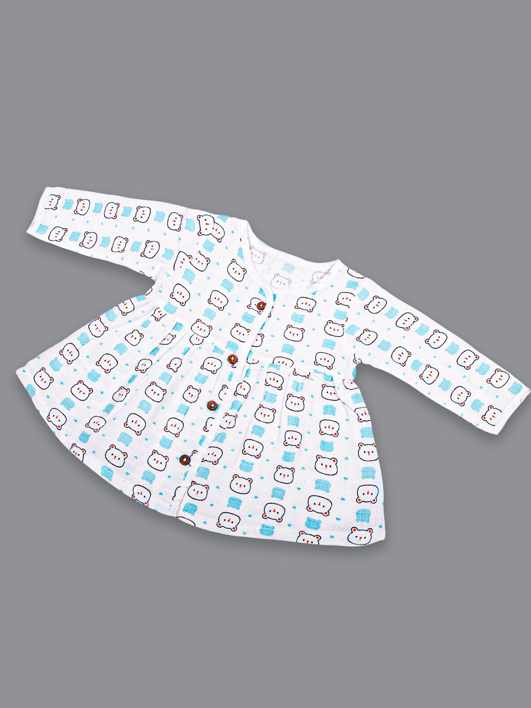 

Born Babies Infant Girls Print Organic Cotton A-Line Dress, White