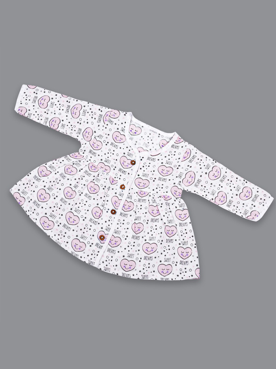 

Born Babies Infants Girls Conversational Printed Organic Cotton A-Line Dress, Pink