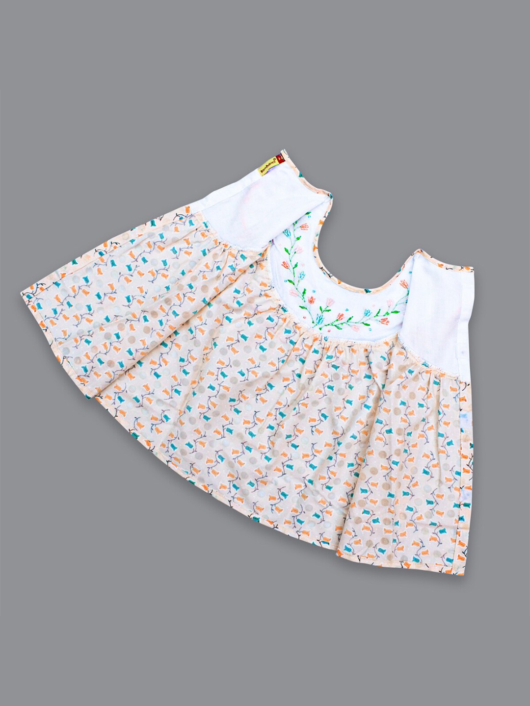 

Born Babies Infants Girls Floral Printed Organic Cotton A-Line Dress, Orange