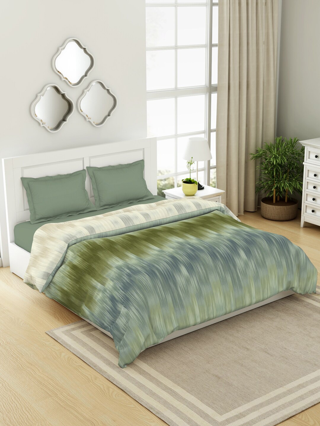 

SPACES Green & Blue Printed Cotton AC Room Double Bed Quilt