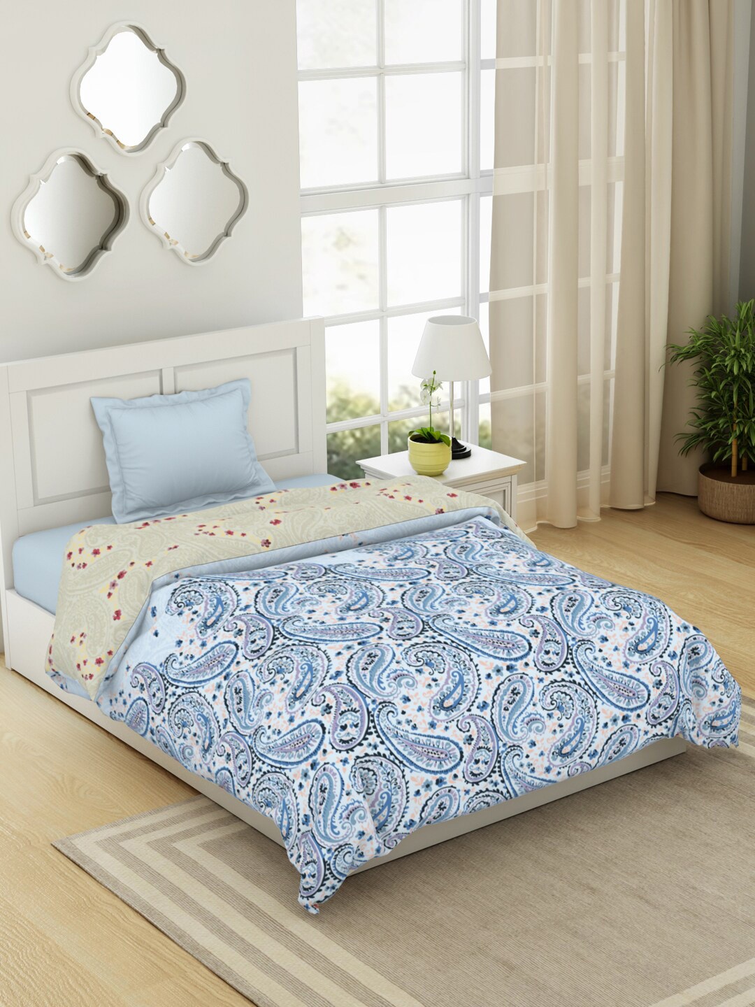 

SPACES Blue Floral AC Room Single Bed Quilt