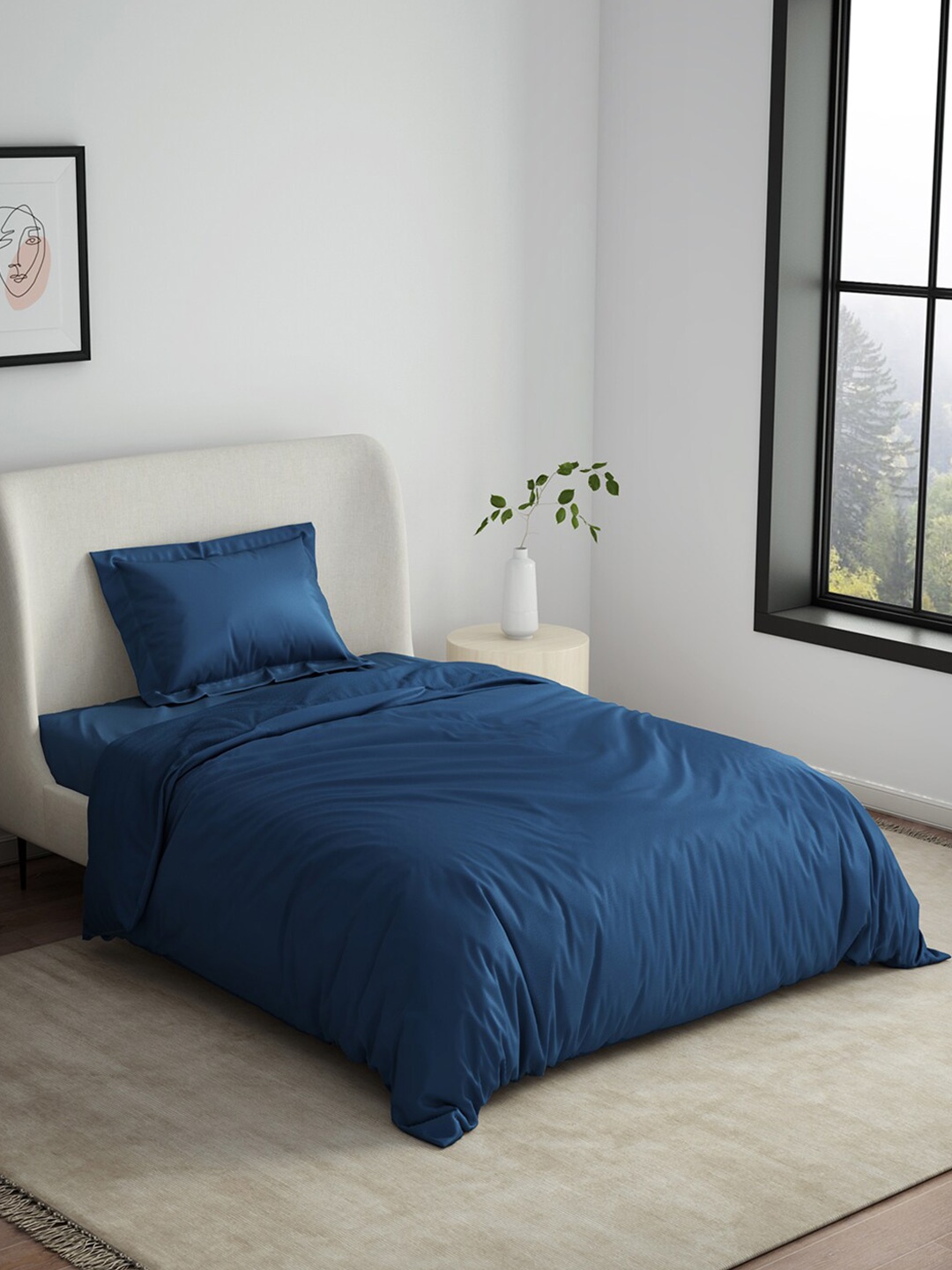 

SPACES Navy Blue AC Room 450 GSM Single Bed Blanket