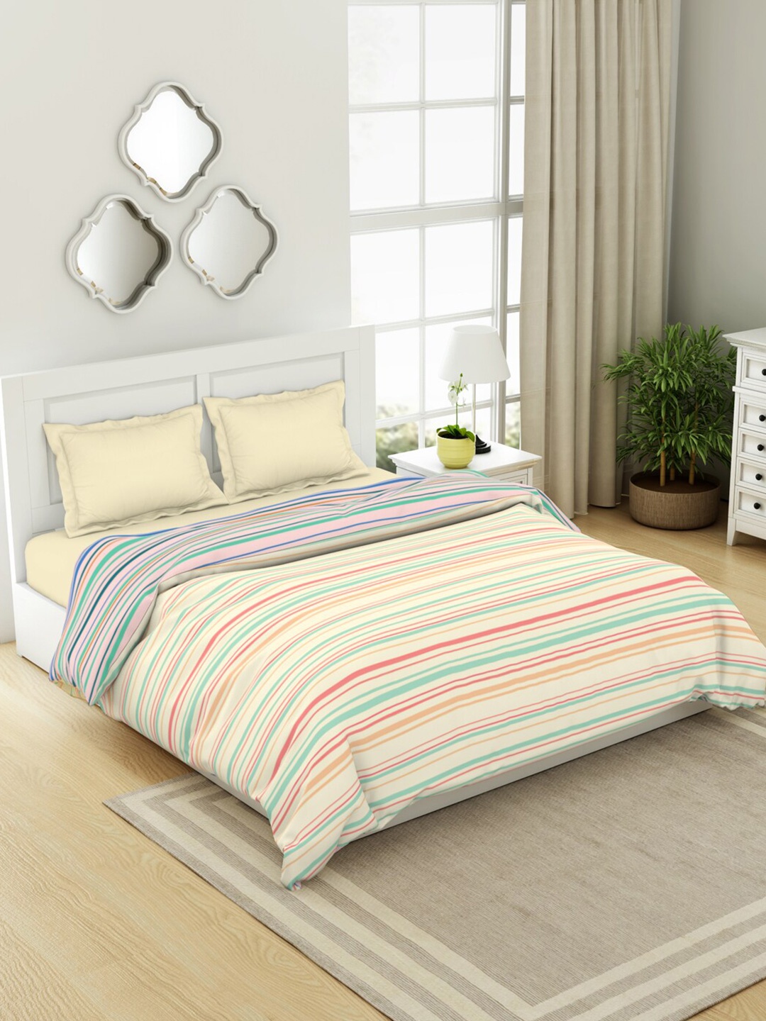 

SPACES Pink Geometric AC Room Double Bed Quilt