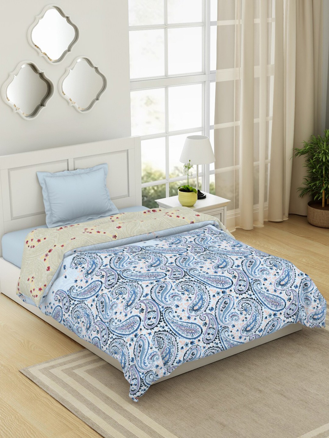 

SPACES Blue Floral Pure Cotton AC Room Single Bed Quilt