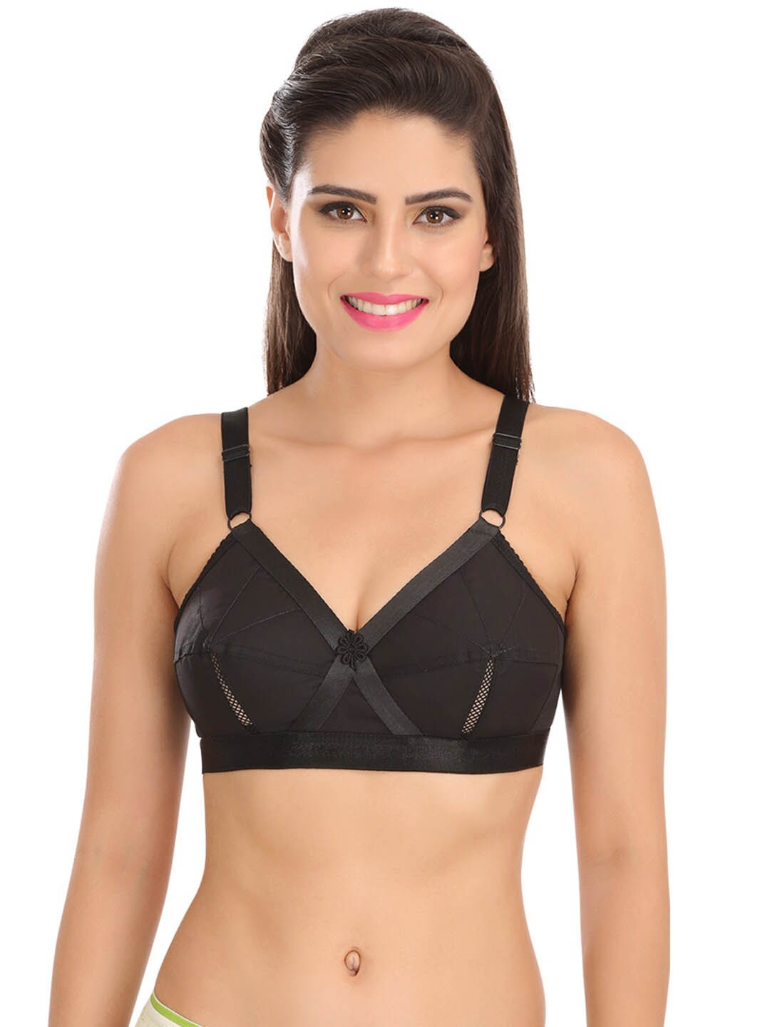 

SONA Super Support Full Coverage Non-Wired Bra All Day Comfort, Black