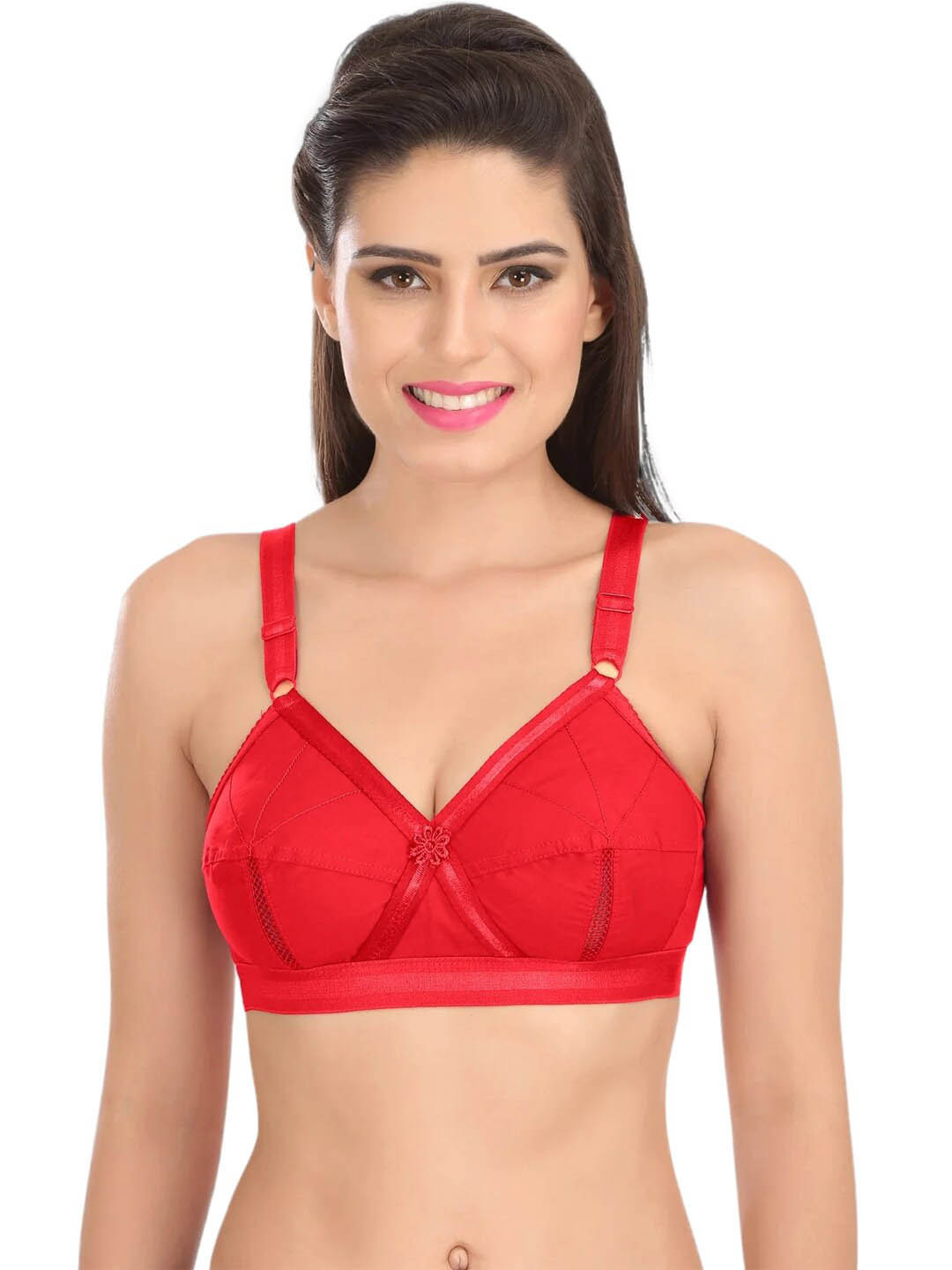 

SONA Full Coverage All Day Comfort Cotton Minimizer Bra, Red