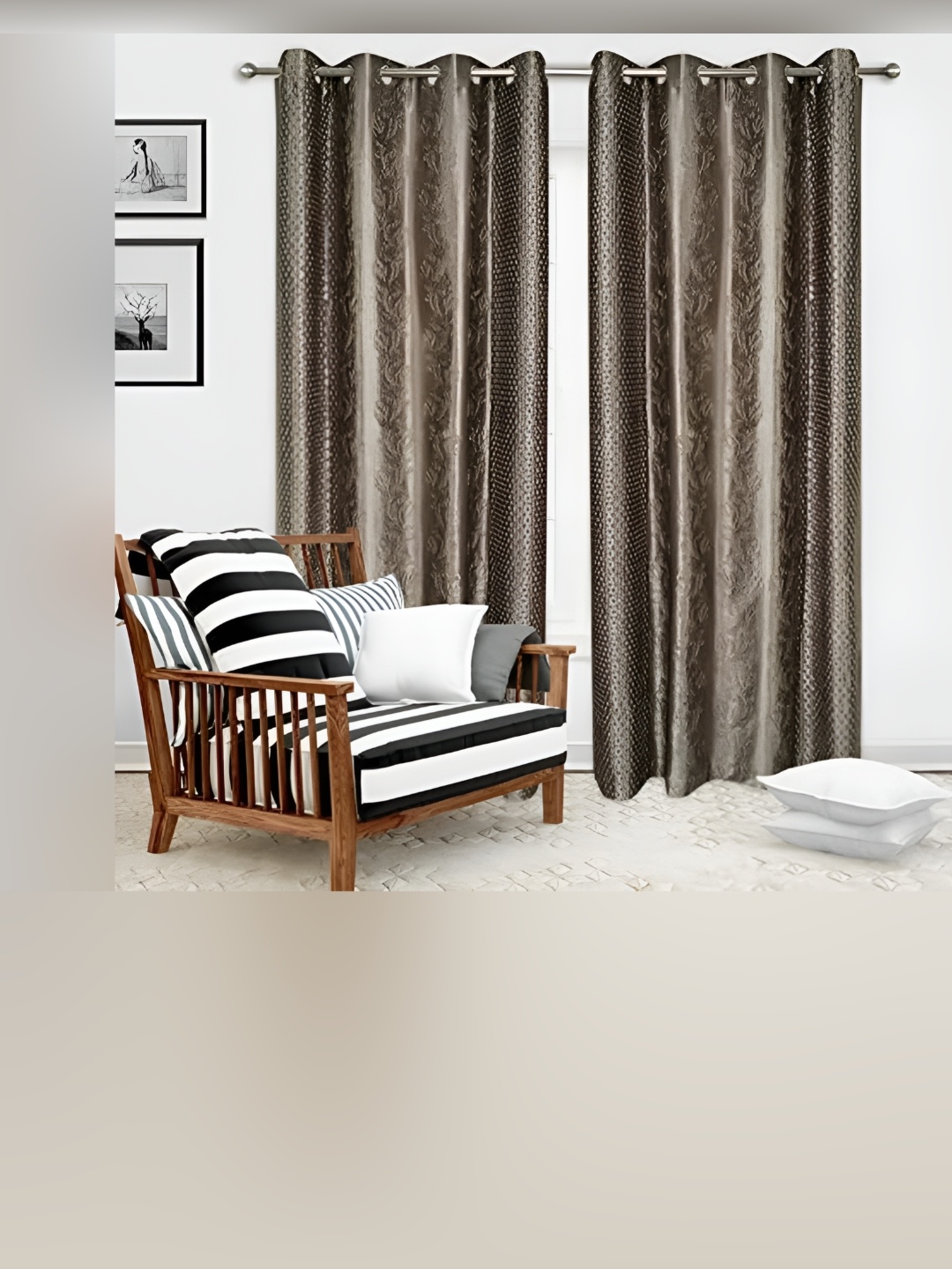 

REYANSH DECOR Grey 2 Pieces Door Curtain