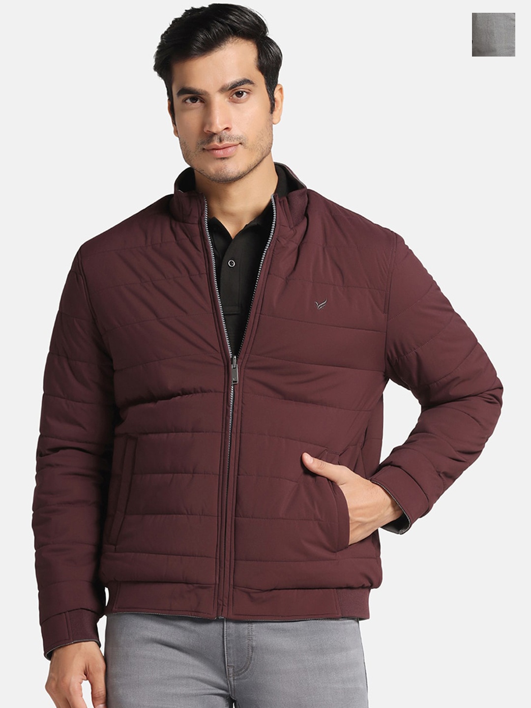 

Blackberrys Stand Collar Reversible Padded Jacket, Maroon