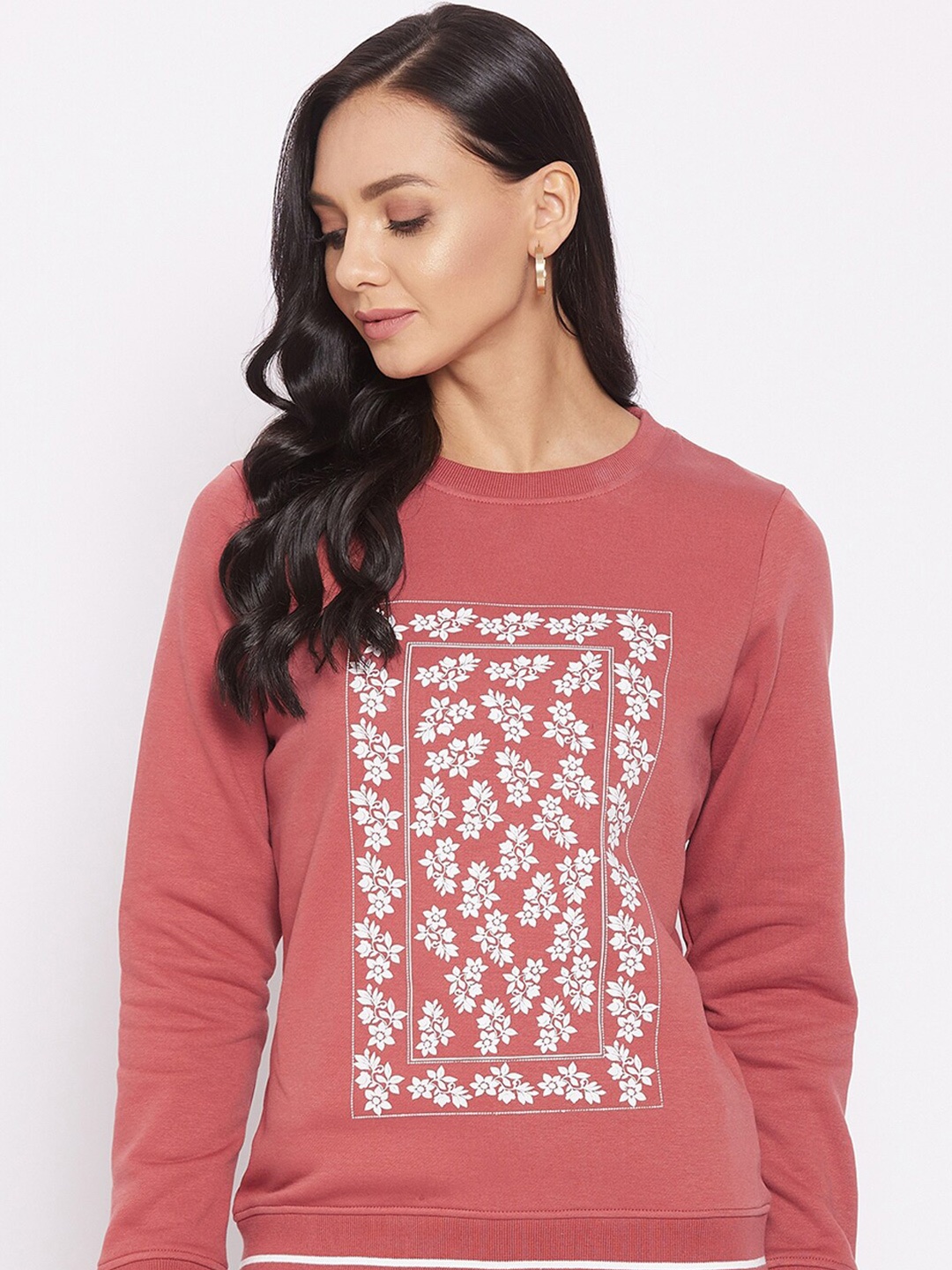 

HARBOR N BAY Floral Printed Fleece Sweatshirt, Pink