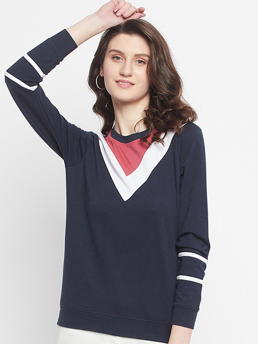 

HARBOR N BAY Colourblocked Fleece Sweatshirt, Navy blue