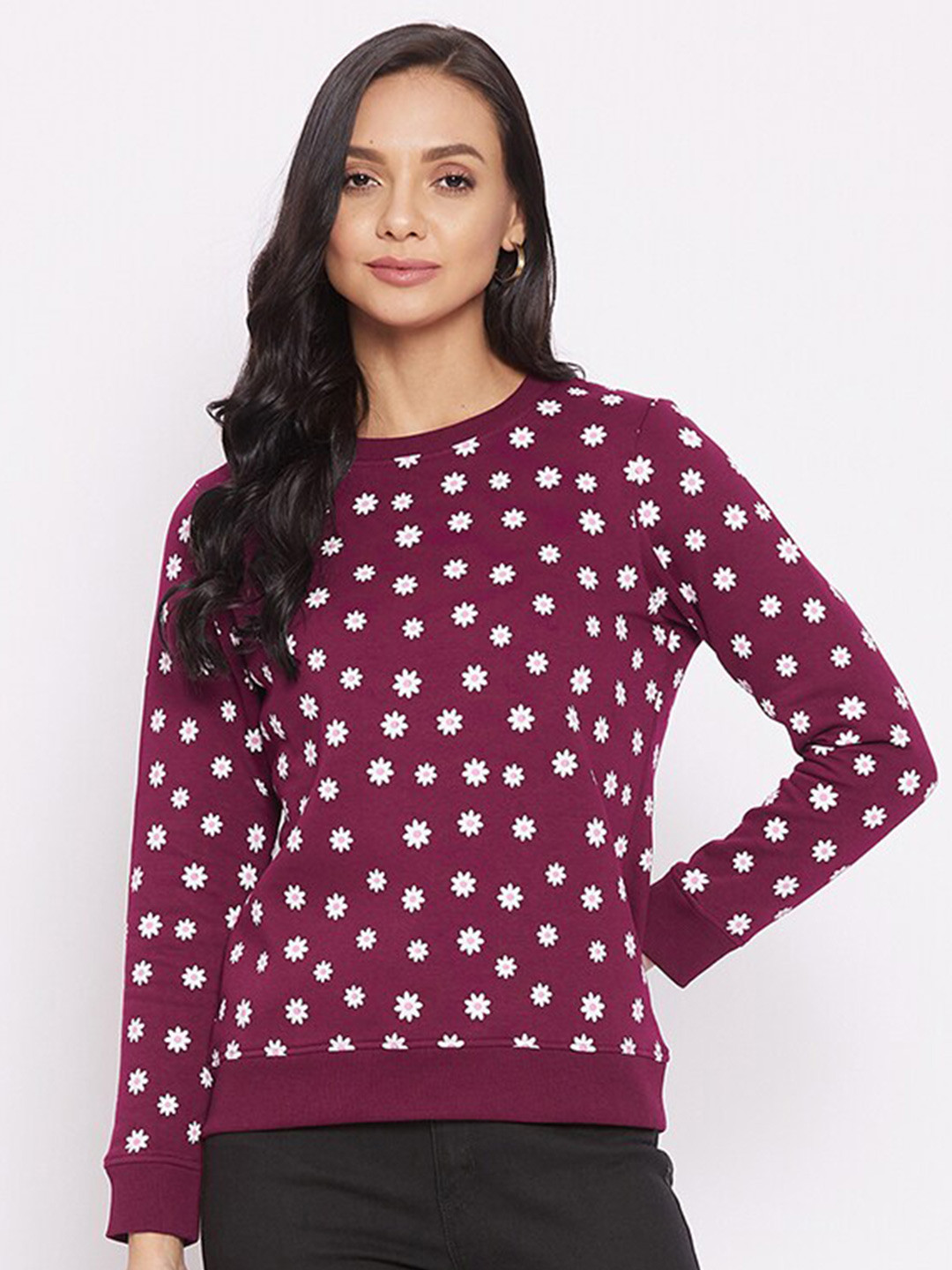 

HARBOR N BAY Floral Printed Fleece Sweatshirt, Maroon