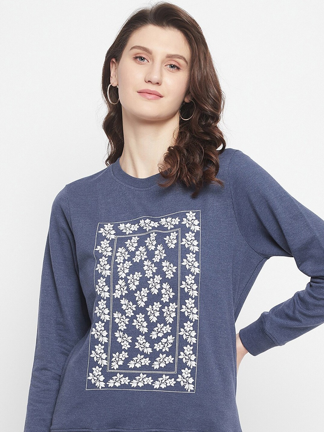 

HARBOR N BAY Floral Printed Fleece Sweatshirt, Navy blue