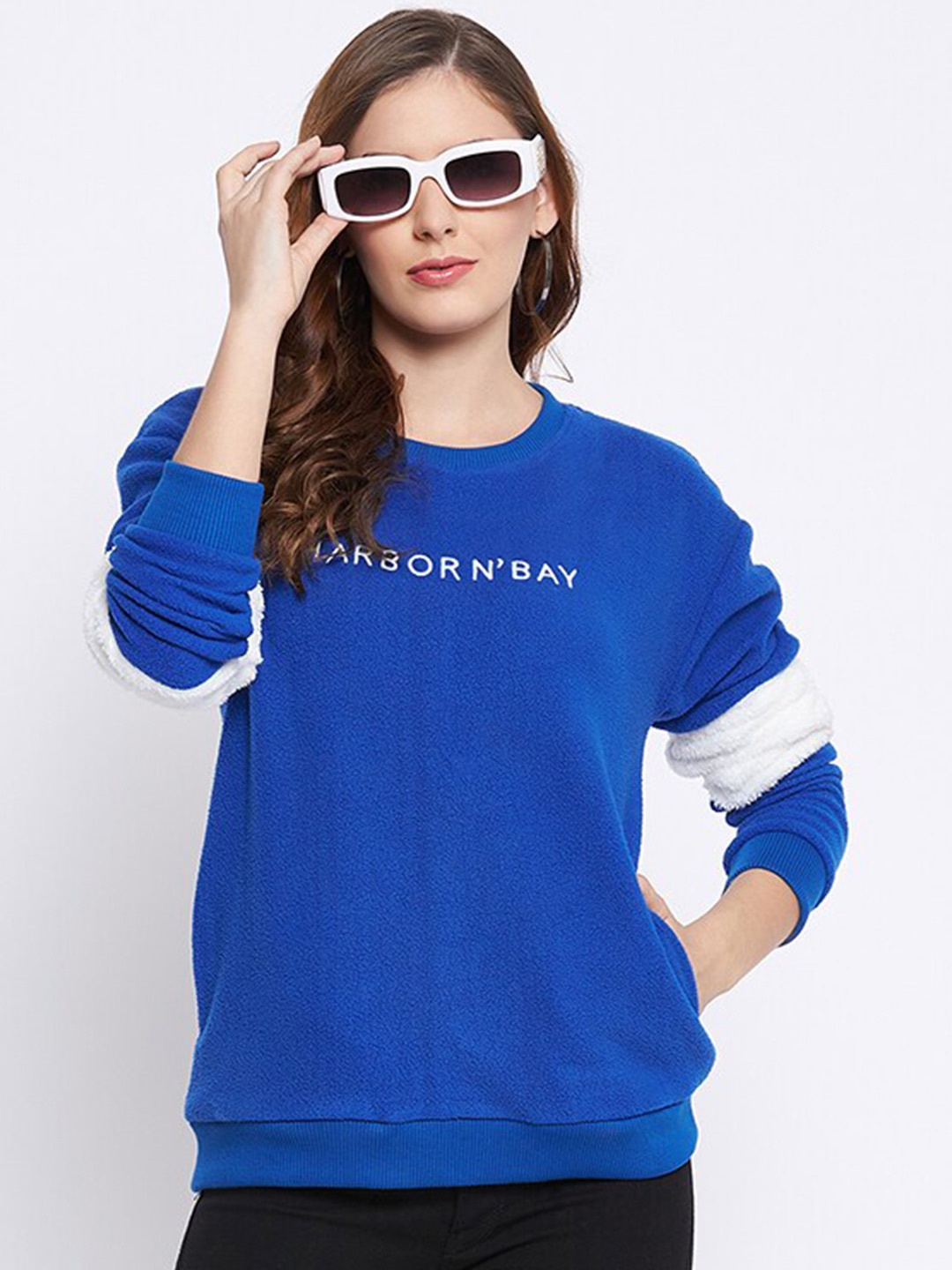 

HARBOR N BAY Round Neck Fleece Sweatshirt, Blue