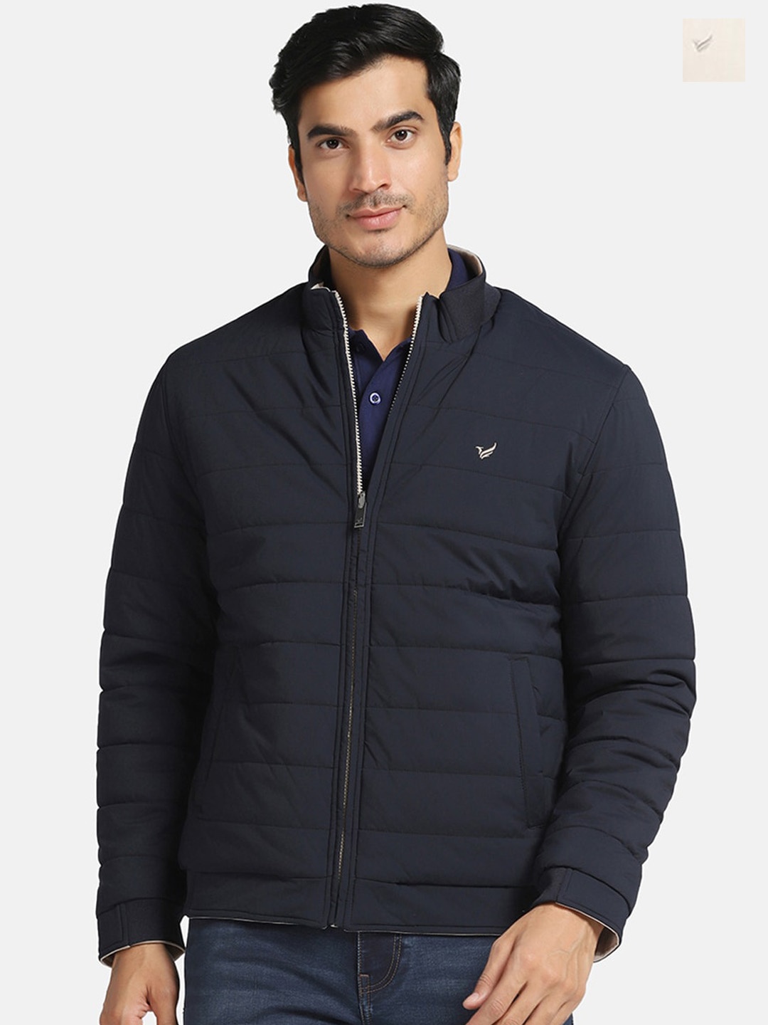 

Blackberrys Mock Collar Reversible Bomber Jacket, Navy blue