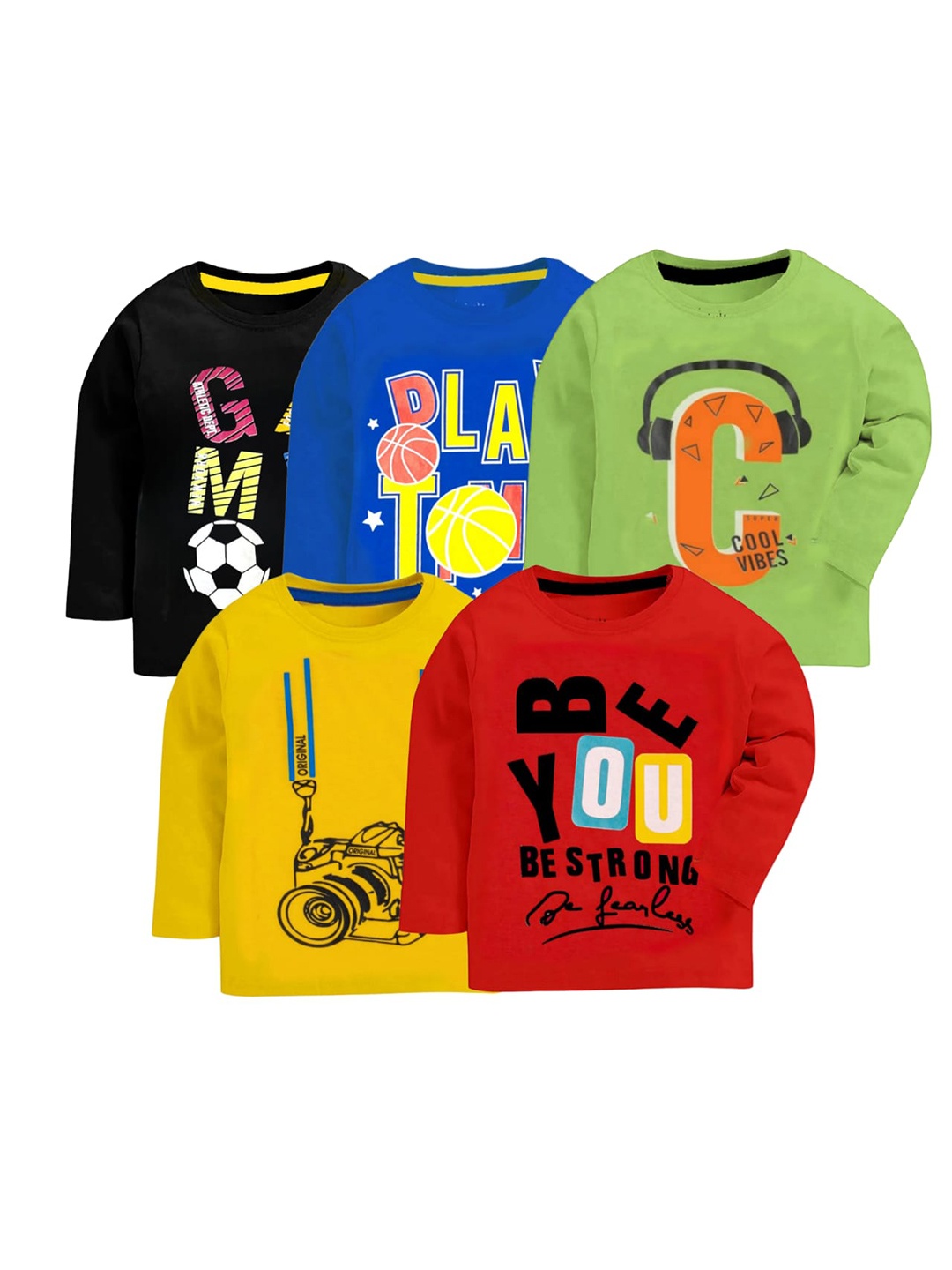 

BAESD Kids Multicoloured & Red 5 Printed T-shirt, Multi