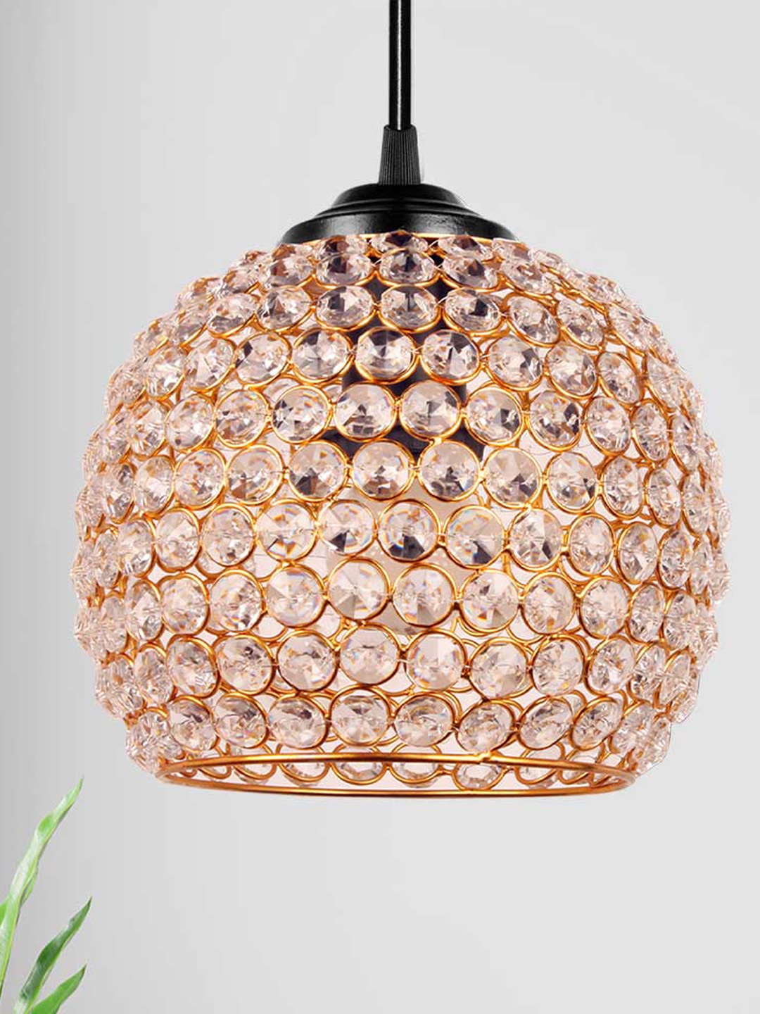 

Home Craft Theme Gold-Toned & Silver-Toned Textured Glass Contemporary Ceiling Lamp