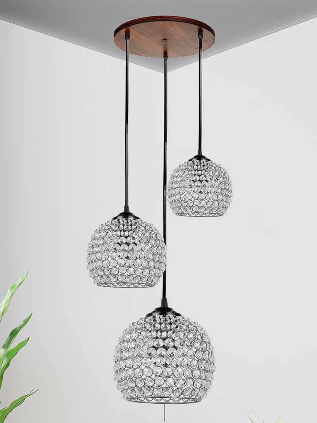 

Home Craft Theme Silver-Toned & Black Glass Quirky Ceiling Lamp