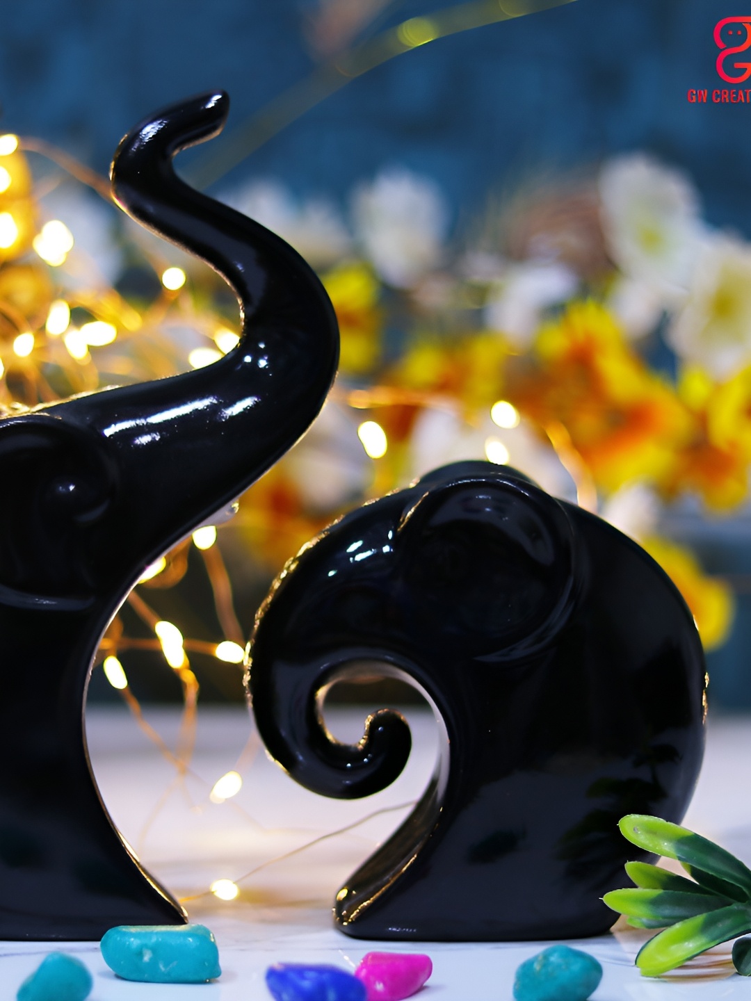 

GW CREATIONS Black 2 Pieces Figurine Showpieces