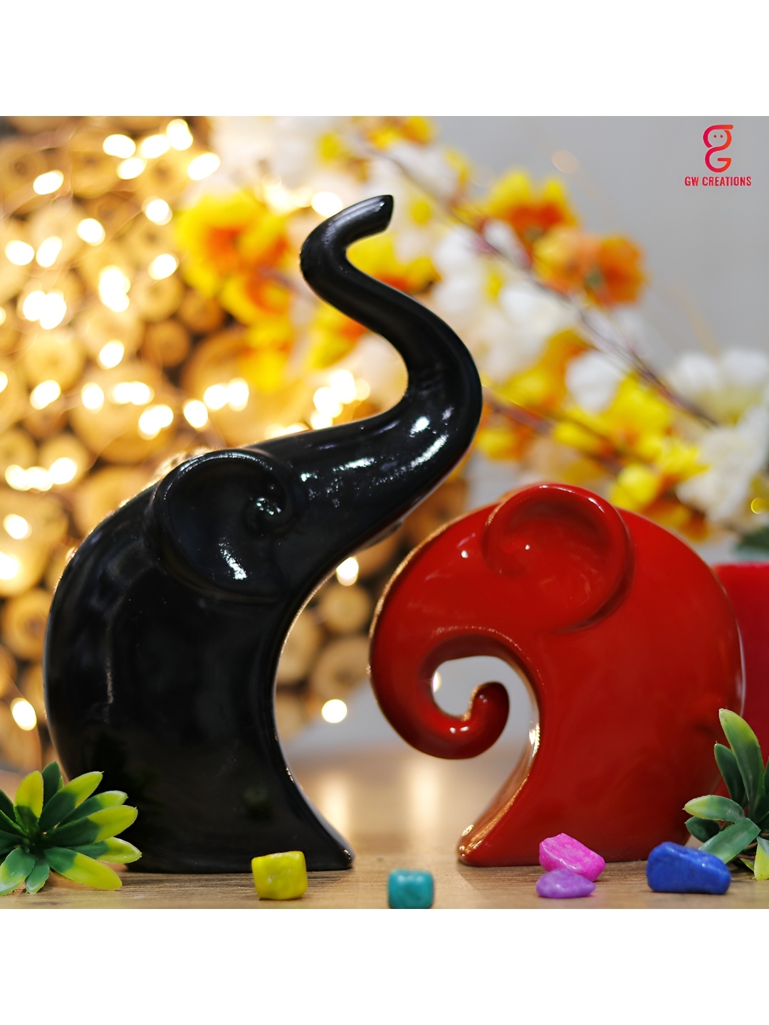 

GW CREATIONS Black & Red Birds & Animals Figurine Showpiece