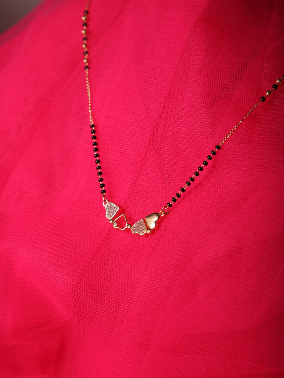 

Zeraki Jewels Stainless Steel Stone Studded & Beaded Mangalsutra, Gold