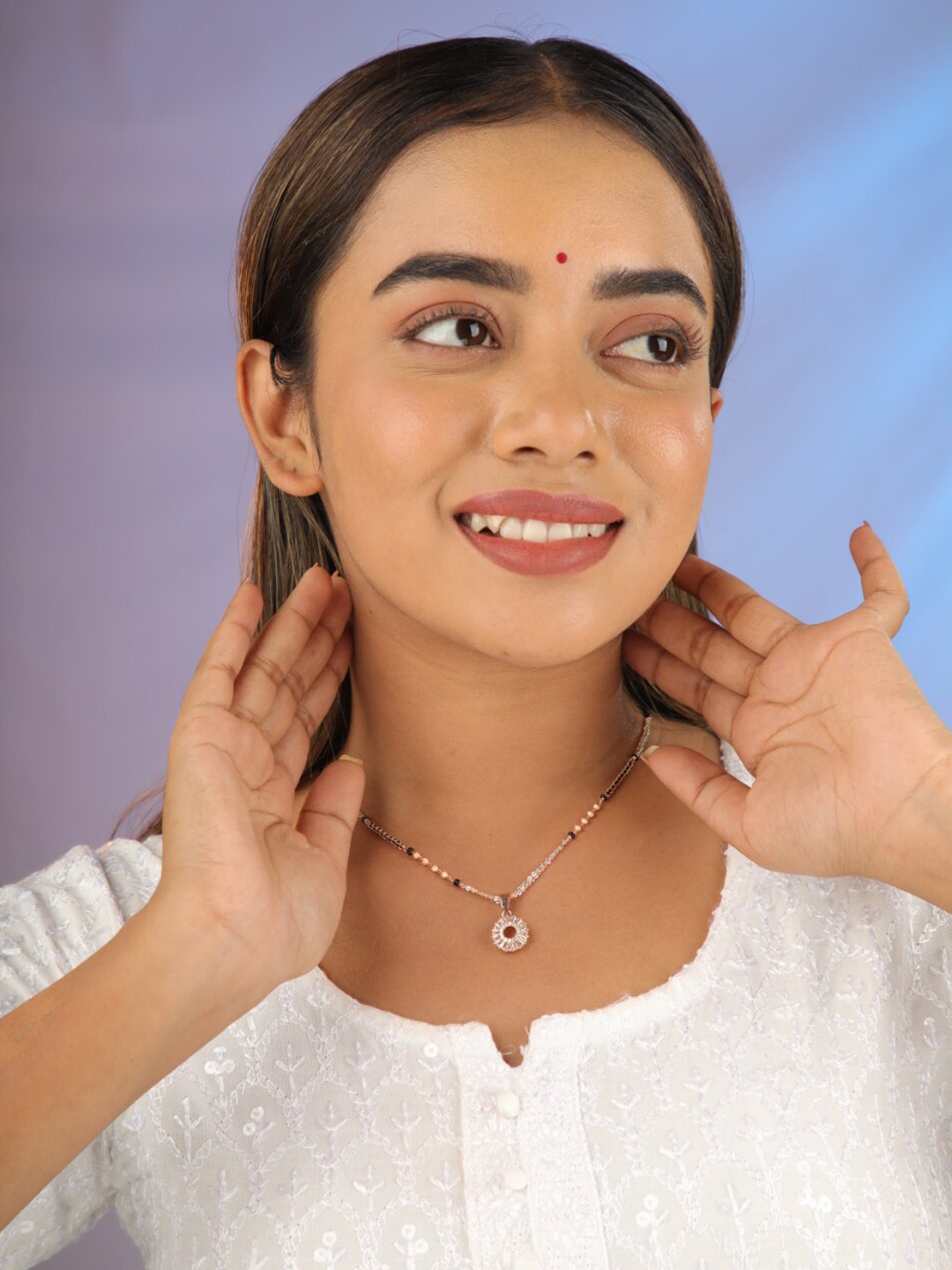 

Zeraki Jewels Stainless Steel Stone Studded & Beaded Mangalsutra, Gold