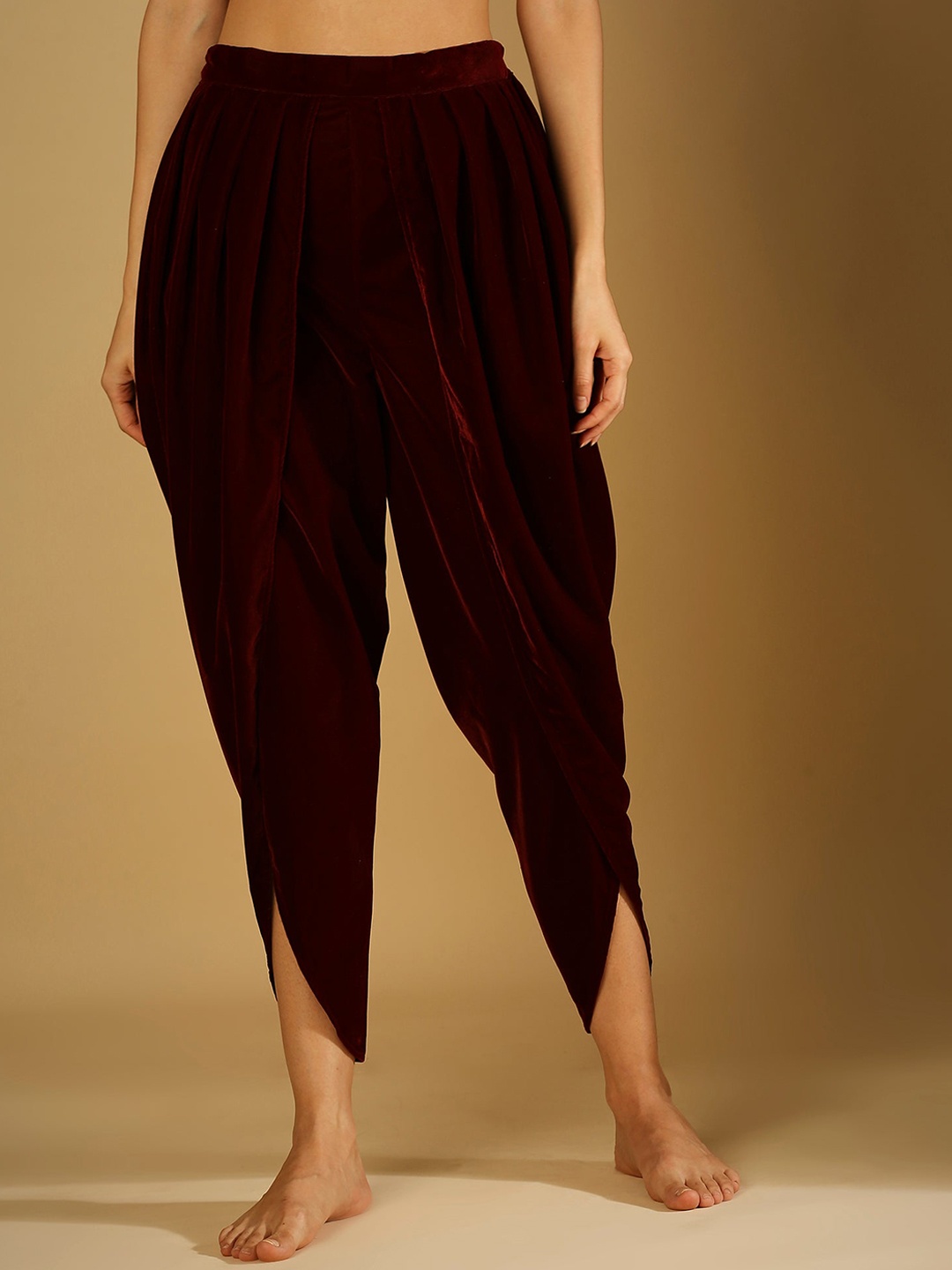 

Monk & Mei Gathered Velvet Patiala, Maroon