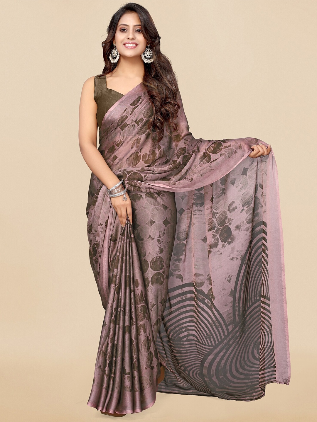 

KALINI Poly Chiffon Saree, Pink