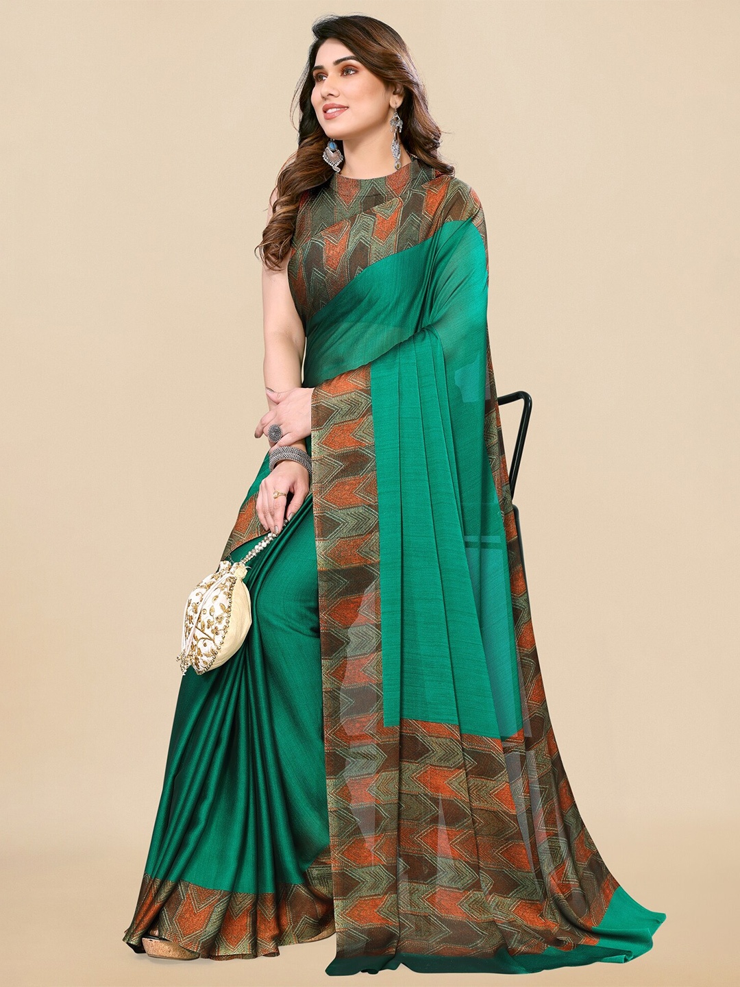 

KALINI Woven Design Saree, Teal