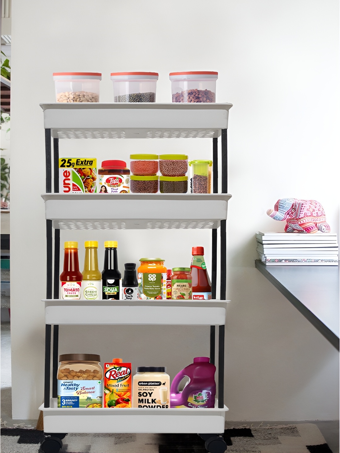 

Urban Choice White 4 Layer Rectangle Kitchen Rack