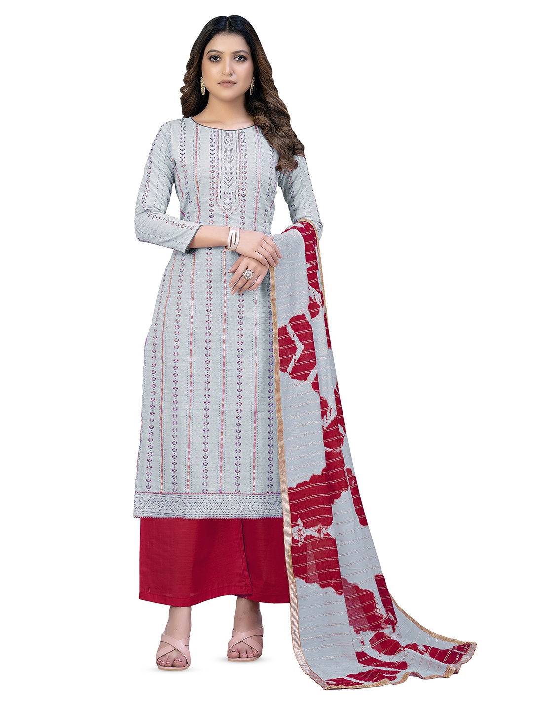 

MANVAA Ethnic Motifs Printed Unstitched Dress Material, Turquoise blue