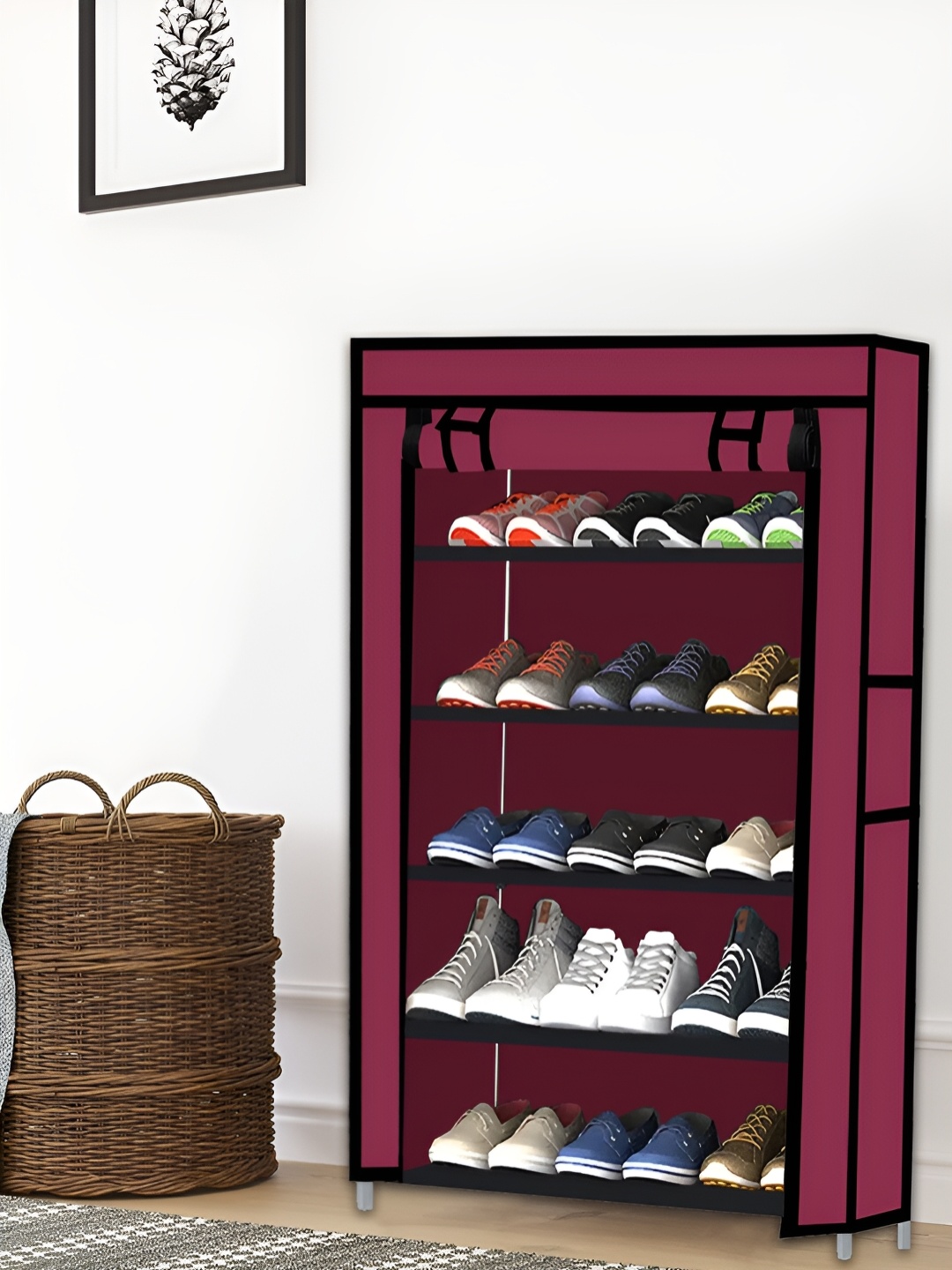 

Urban Choice Maroon Metal 5 Layer Non woven Fabric Rectangle Shoes Rack