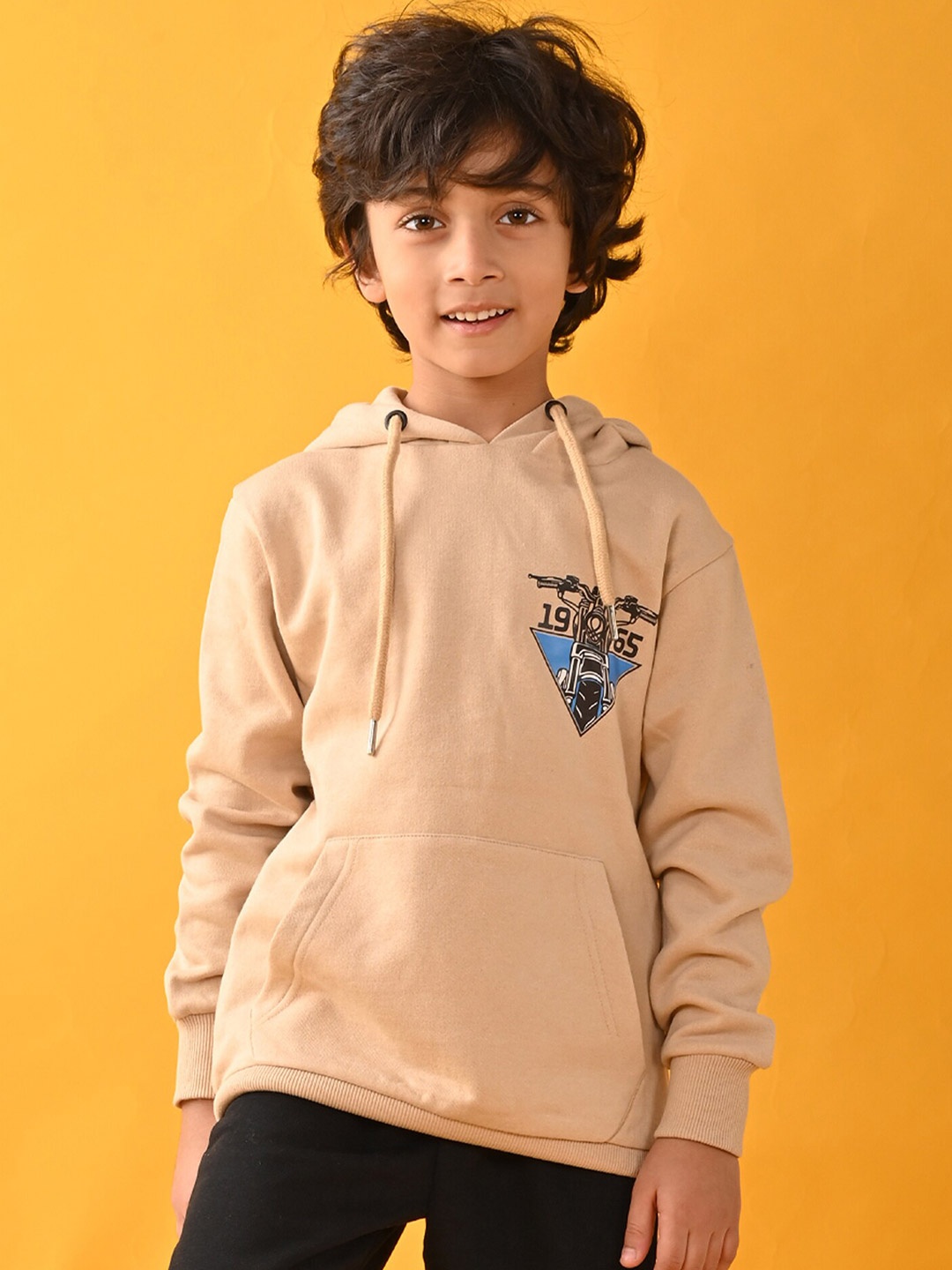 

Anthrilo Boys Graphic Printed Fleece Sweatshirt, Beige