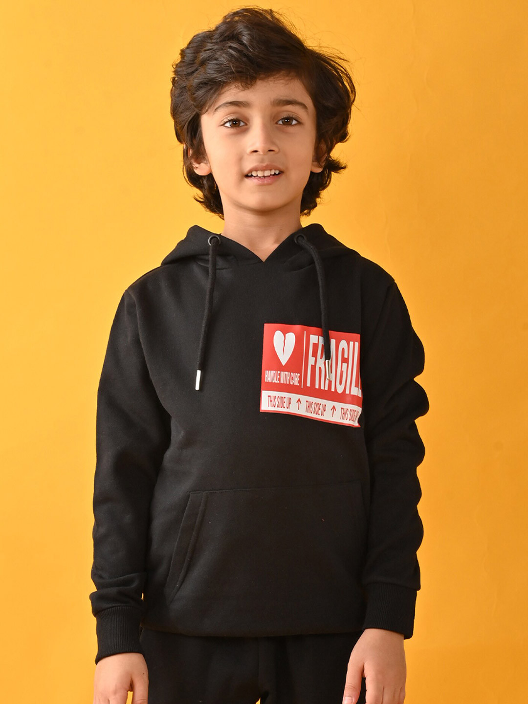 

Anthrilo Boys Graphic Printed Fleece Sweatshirt, Black