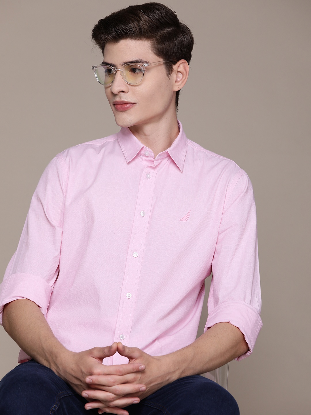 

Nautica Classic Fit Pure Cotton Casual Shirt, Pink
