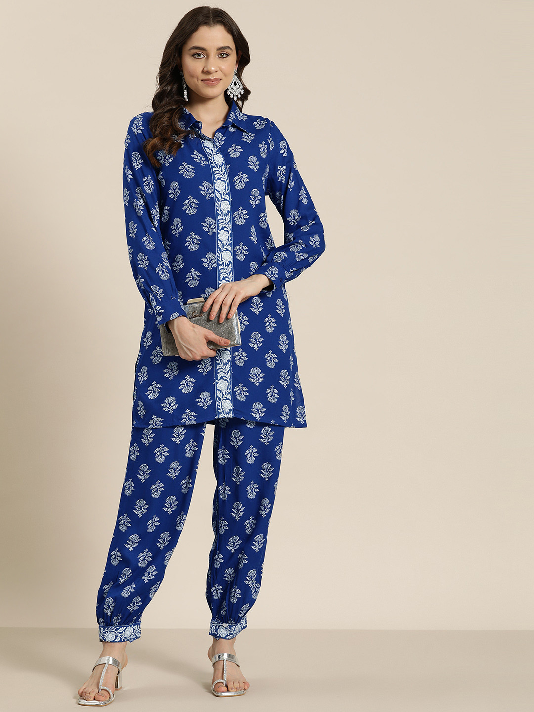 

HERE&NOW Printed Ethnic Co-Ords, Blue