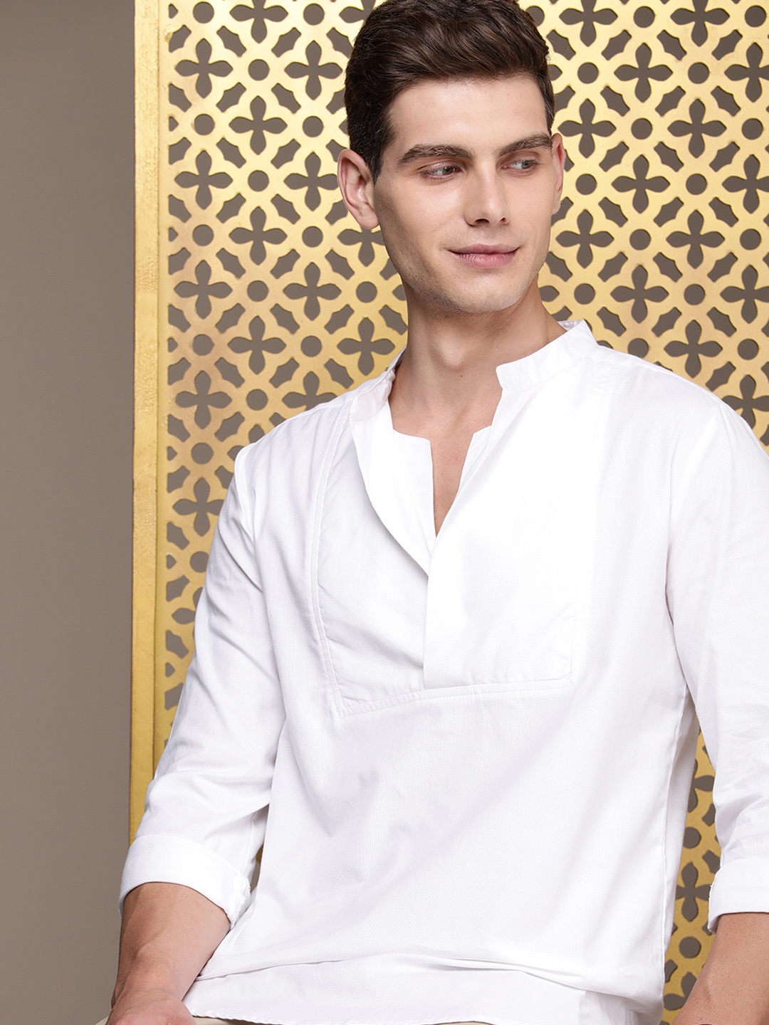 

House of Pataudi Rozana Pure Cotton Short Kurta, White