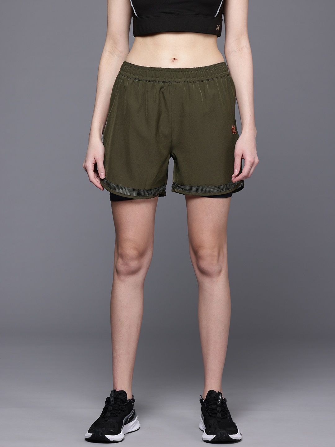 

HRX by Hrithik Roshan Women Rapid-Dry Training Shorts, Olive