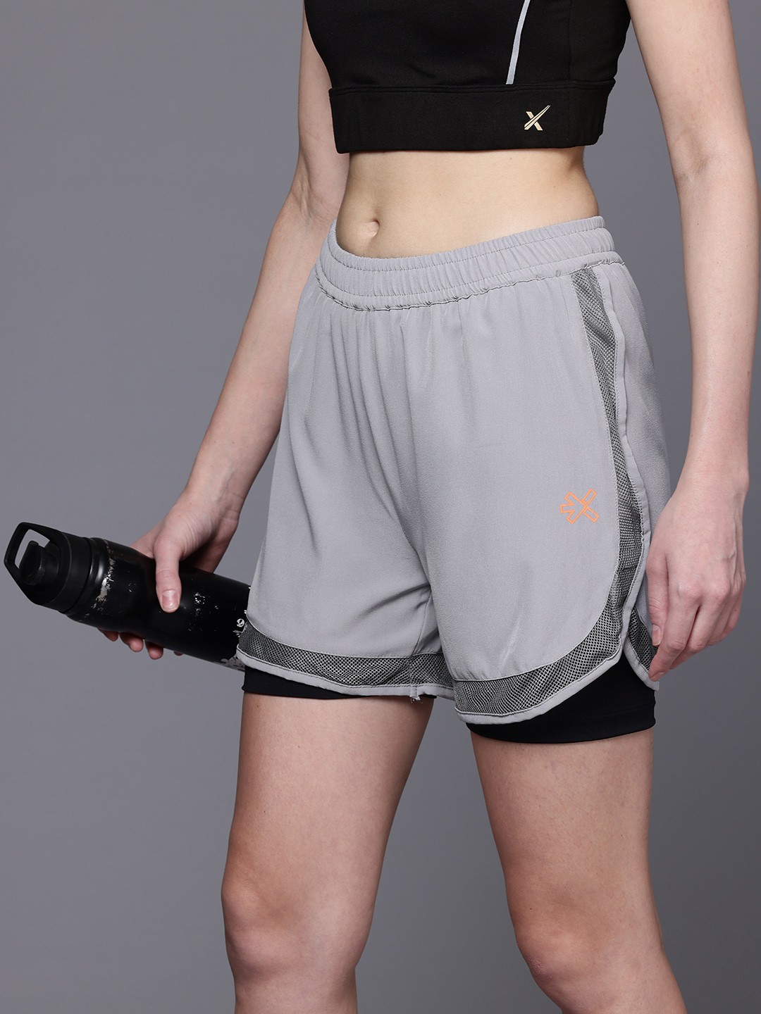 

HRX by Hrithik Roshan Women Rapid-Dry Training Shorts, Grey