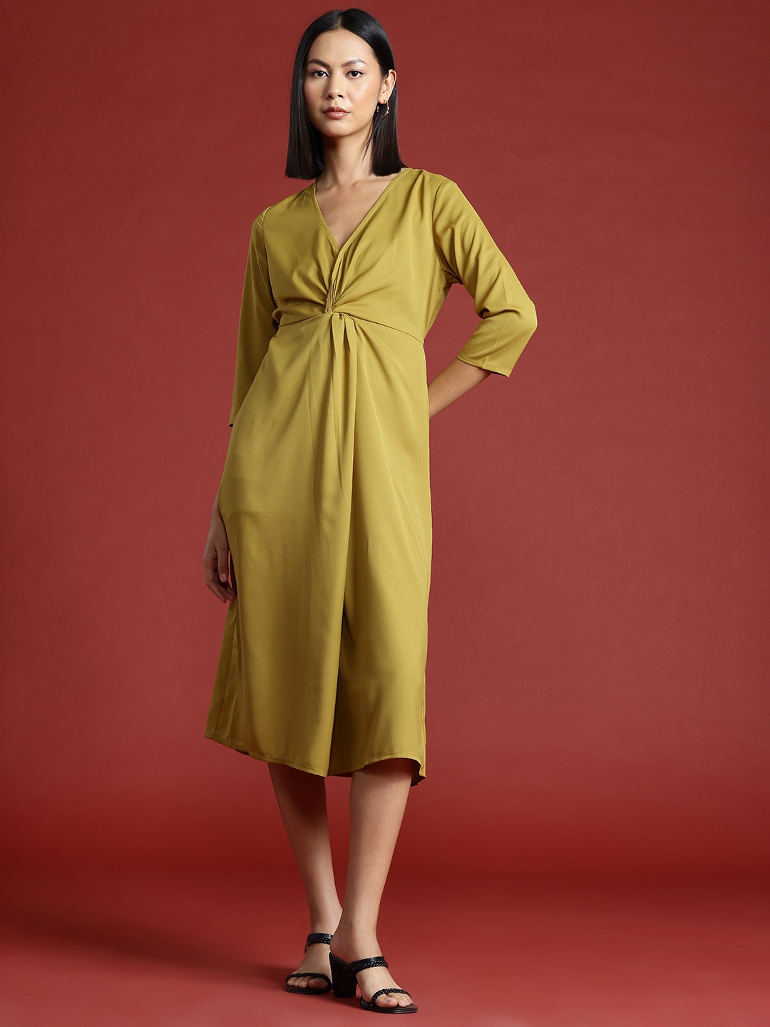 

all about you A-Line Midi Dress, Mustard