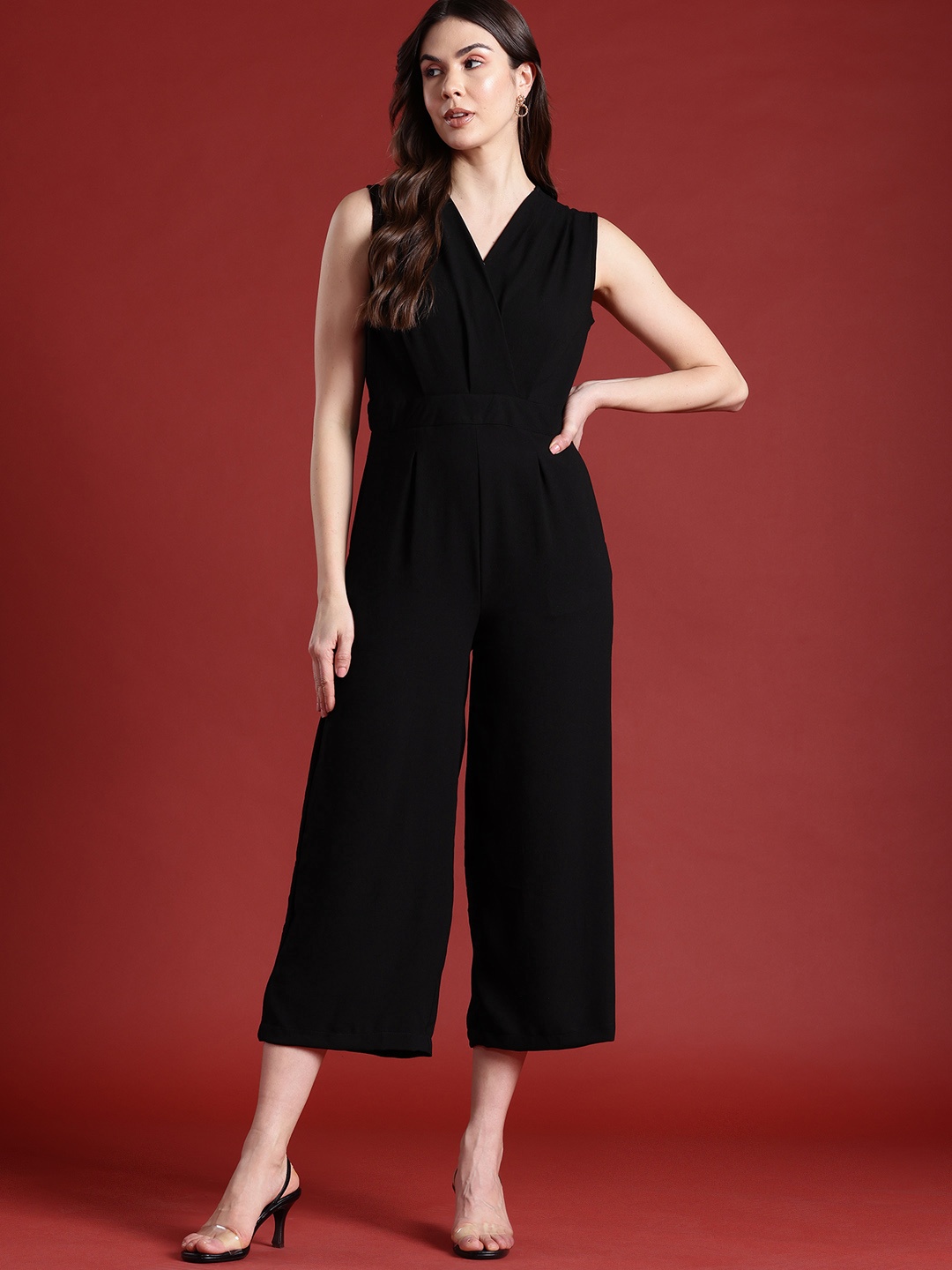 

all about you Wrap Culotte Jumpsuit, Black