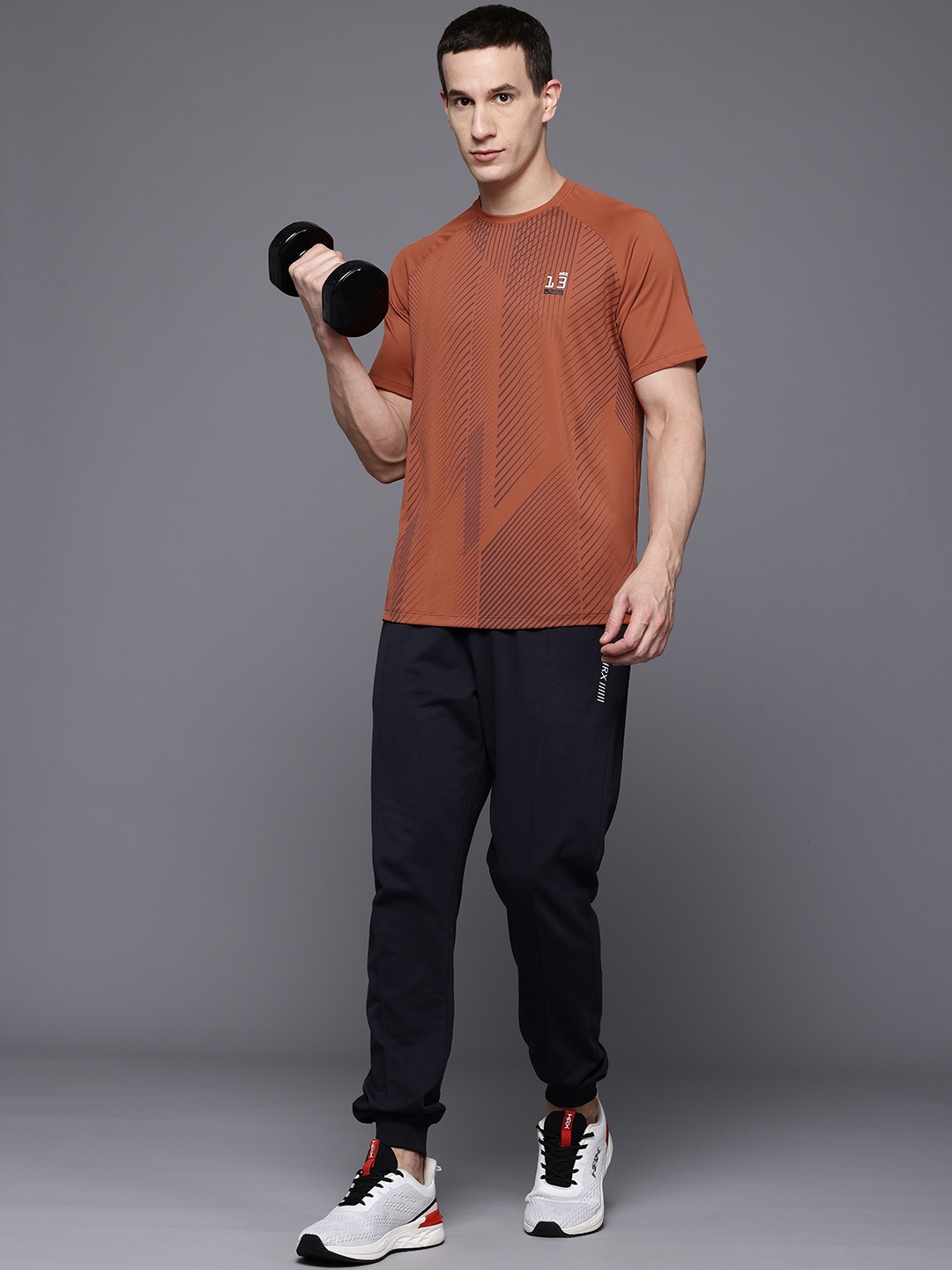 

HRX by Hrithik Roshan Printed Rapid-Dry Training T-shirt, Rust