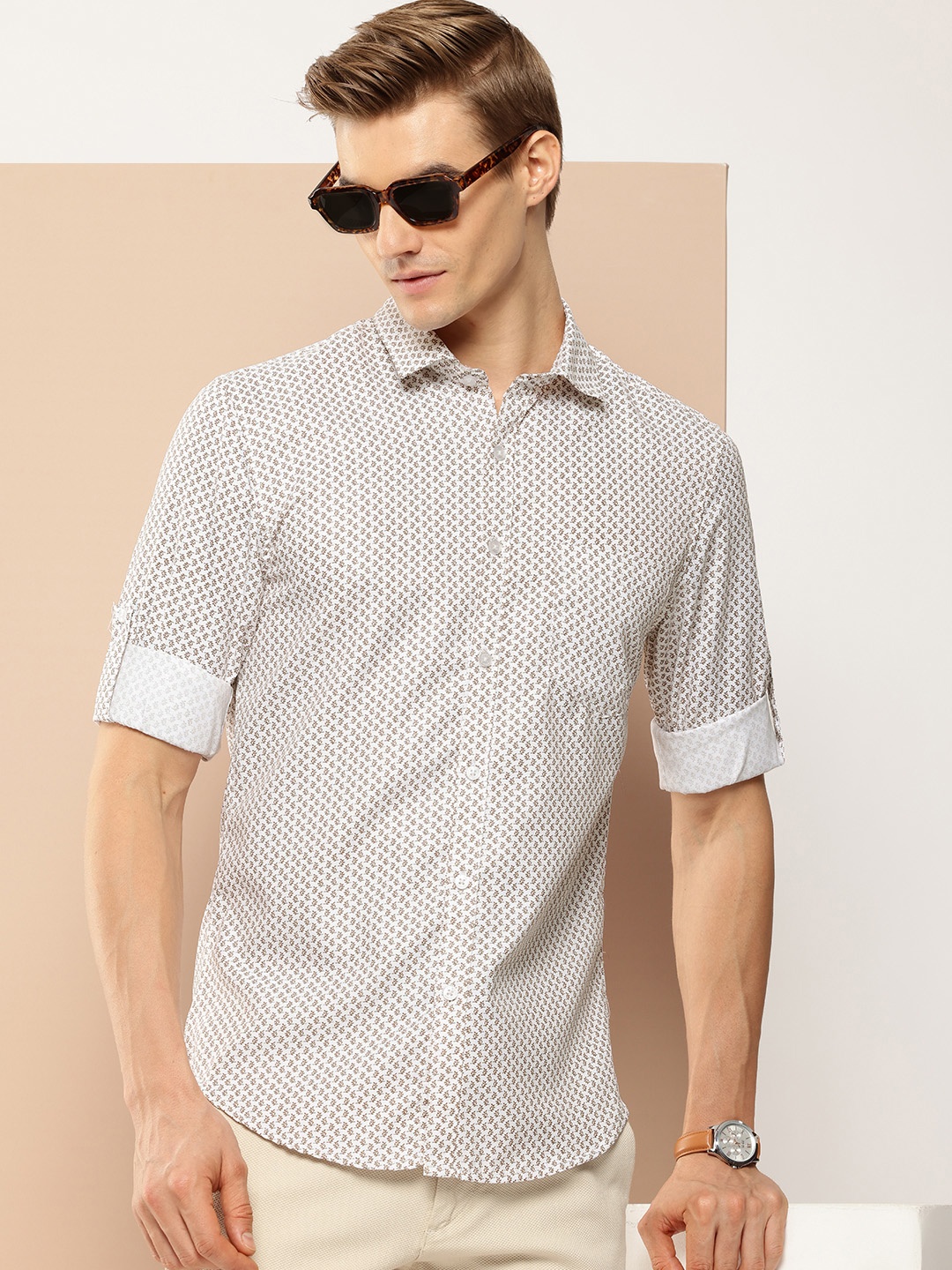 

encore by INVICTUS Floral Printed Casual Shirt, White