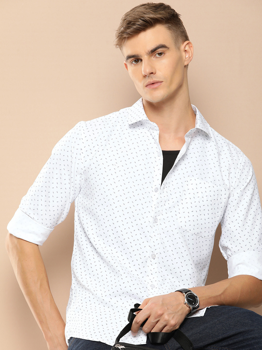

encore by INVICTUS Floral Printed Casual Shirt, White