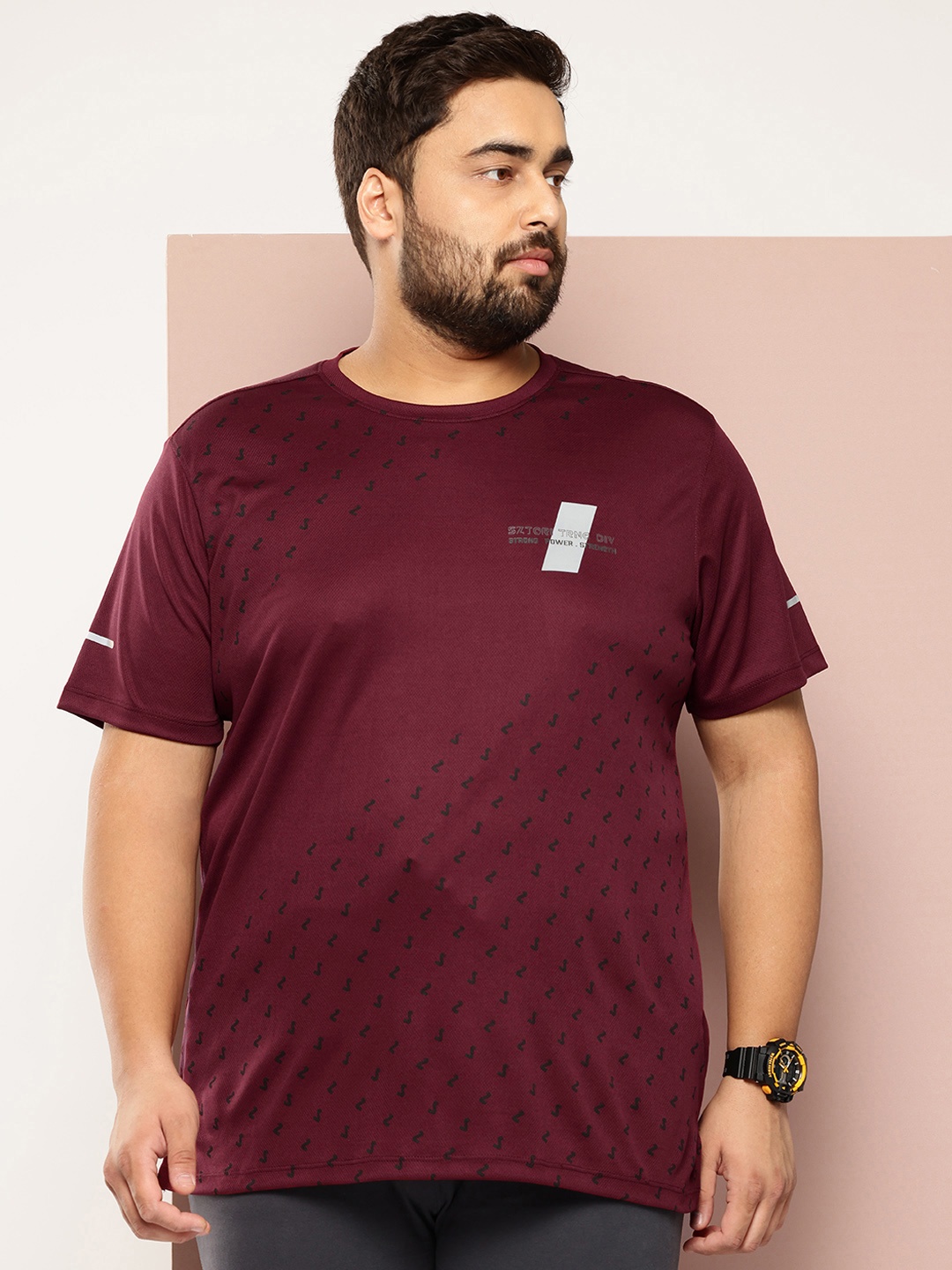 

Sztori Plus Size Printed Regular Fit T-shirt, Brown