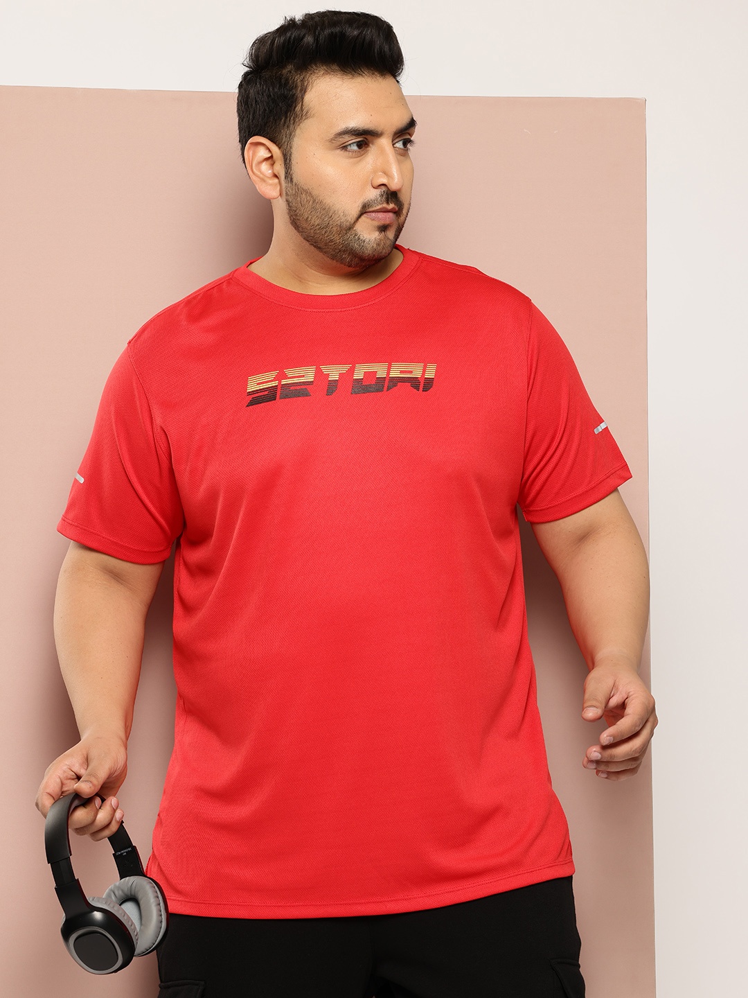

Sztori Plus Size Brand Logo Printed T-shirt, Red