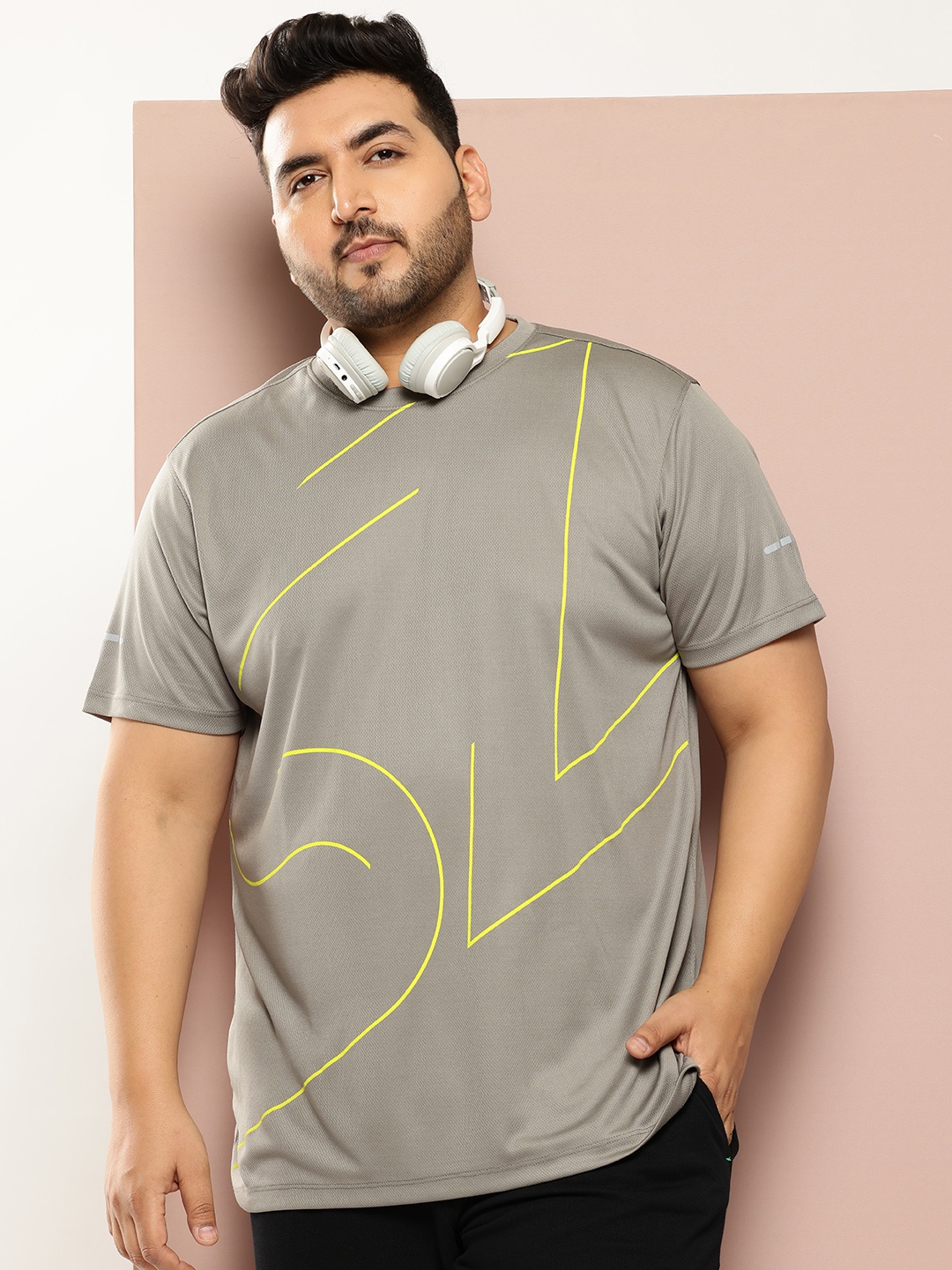 

Sztori Plus Size Printed T-shirt, Grey