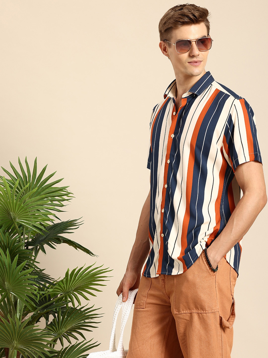 

Mast & Harbour Striped Casual Shirt, Navy blue