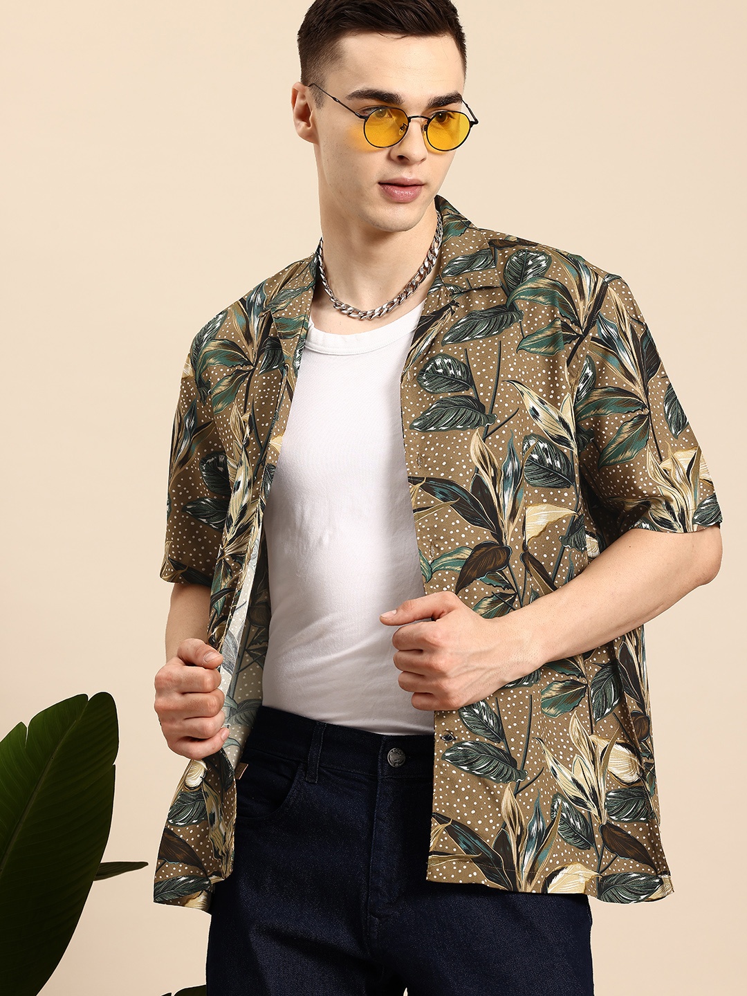 

Mast & Harbour Printed Casual Shirt, Brown