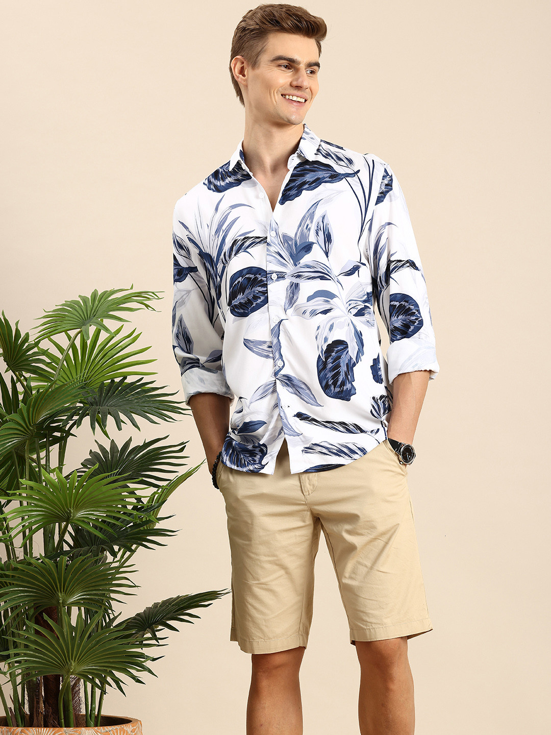 

Mast & Harbour Slim Fit Floral Printed Casual Shirt, White