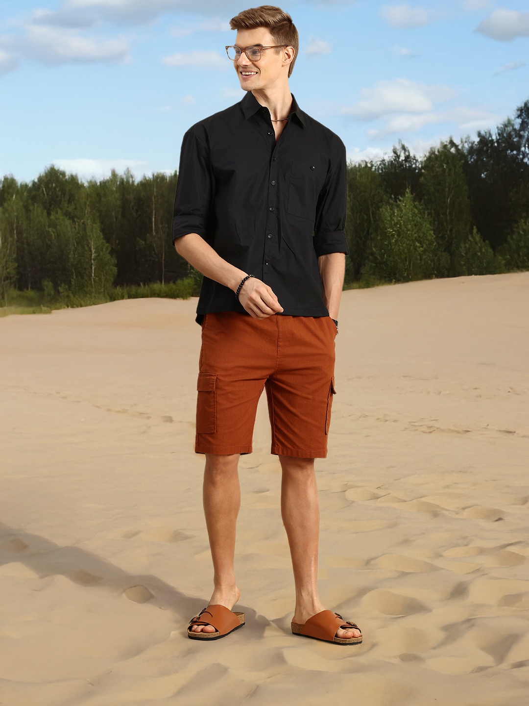 

Mast & Harbour Men Slim Fit Opaque Casual Shirt, Black